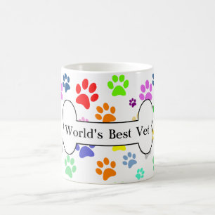 world's best vet Colourful Pet Paws Coffee Mug