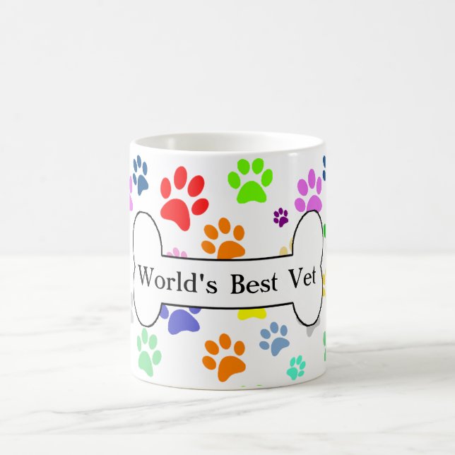 world's best vet Colourful Pet Paws Coffee Mug (Center)