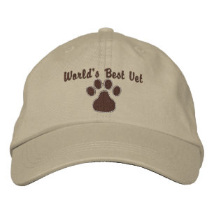 World's Best Vet with Paw Print Embroidered Hat