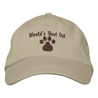 World's Best Vet with Paw Print Embroidered Hat