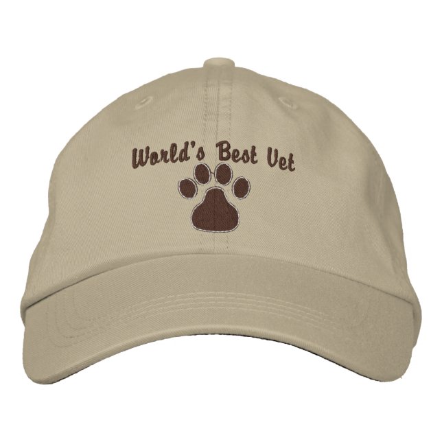 World's Best Vet with Paw Print Embroidered Hat (Front)