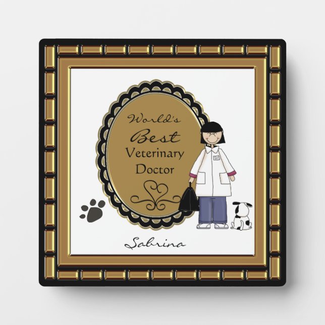 World's Best Veterinarian Lady Plaque (Front)