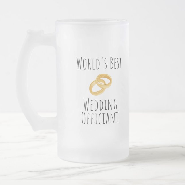 World's Best Wedding Officiant - Thank You Gift  Frosted Glass Beer Mug (Left)