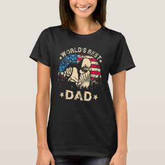 World's Best Welder Dad 4th Of July American Flag T-Shirt