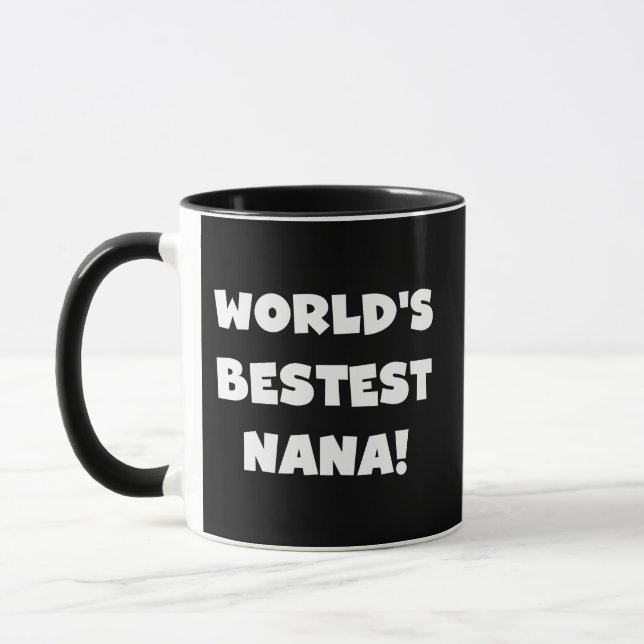 World's Bestest Nana Black and White Tshirts Mug (Left)