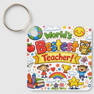 World's Bestest Teacher Cute Teacher Appreciation Key Ring