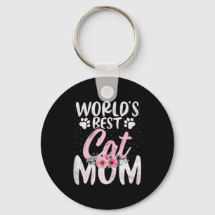 World's cat mum - cat lover mum funny mother's day key ring