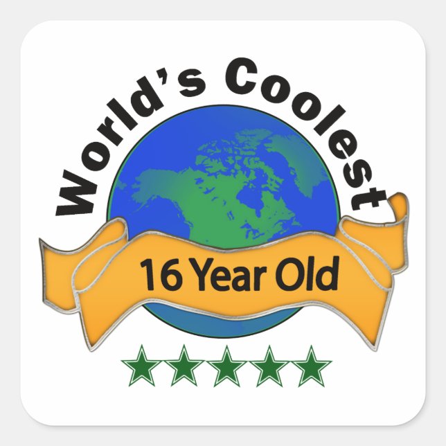 World's Coolest 16 Year Old Square Sticker (Front)