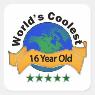 World's Coolest 16 Year Old Square Sticker