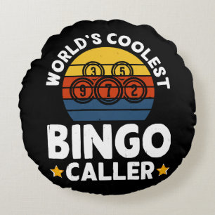 World's Coolest Bingo Caller Round Cushion