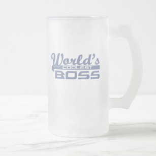 World's Coolest Boss Frosted Glass Beer Mug