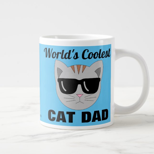 World's Coolest CAT DAD Sunglasses Cat Large Coffee Mug (Right)