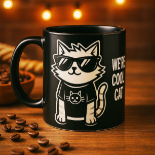 Worlds Coolest Cat with Sunglasses Black Mug