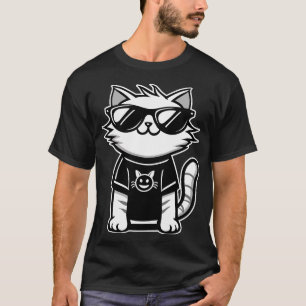 Worlds Coolest Cat with Sunglasses Black T-Shirt