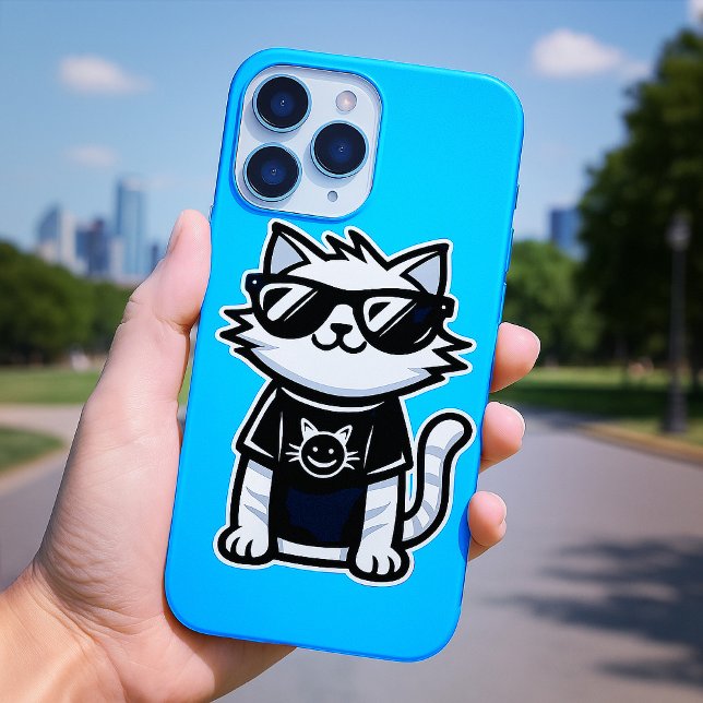 Worlds Coolest Cat with Sunglasses Blue Case-Mate iPhone Case (Creator Uploaded)