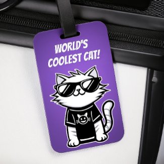 Worlds Coolest Cat with Sunglasses Blue