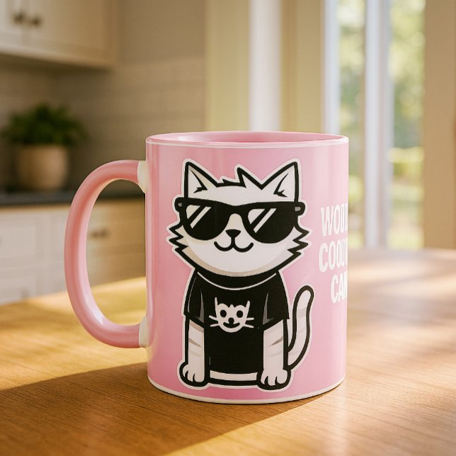 Worlds Coolest Cat with Sunglasses Pink Mug (Creator Uploaded)