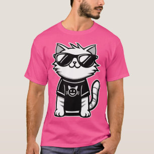 Worlds Coolest Cat with Sunglasses Pink T-Shirt