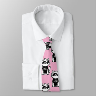 Worlds Coolest Cat with Sunglasses Pink Tie