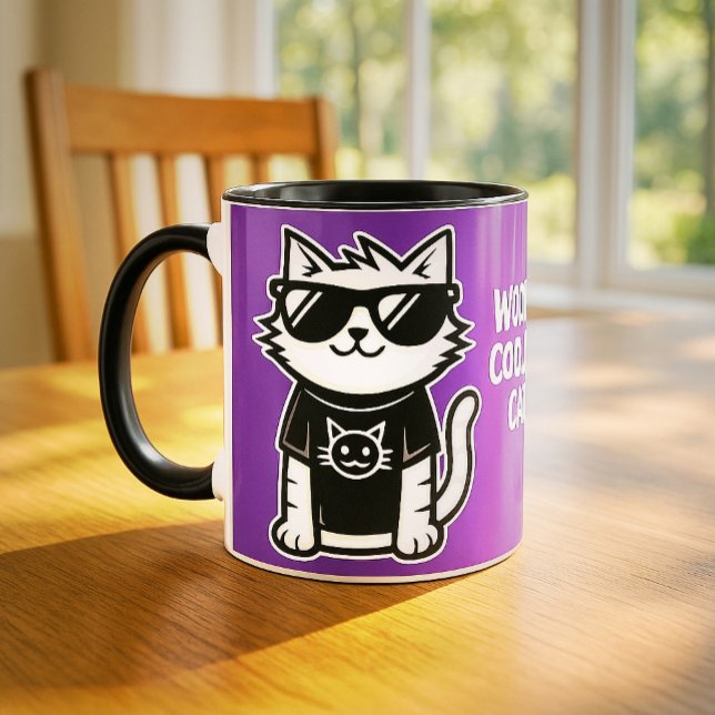 Worlds Coolest Cat with Sunglasses Purple Mug (Creator Uploaded)