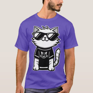 Worlds Coolest Cat with Sunglasses Purple T-Shirt