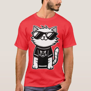 Worlds Coolest Cat with Sunglasses Red T-Shirt