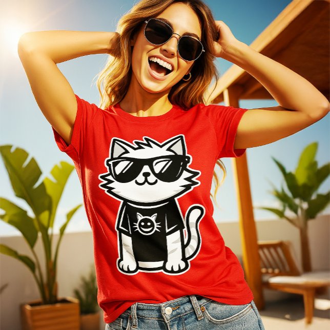 Worlds Coolest Cat with Sunglasses Red T-Shirt (Creator Uploaded)
