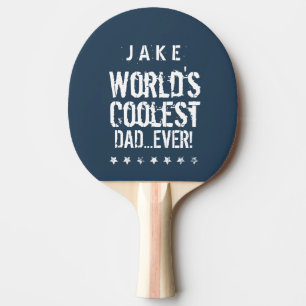 World's Coolest DAD Blue and White Stars J02Z Ping Pong Paddle