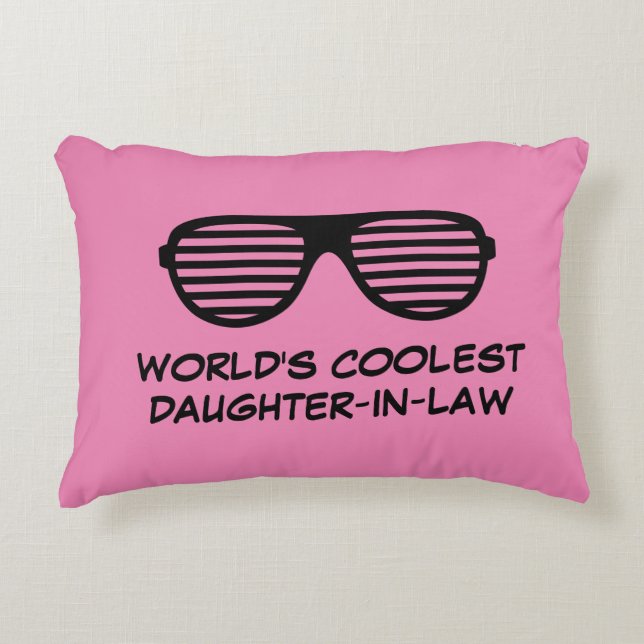 World's Coolest Daughter in law funny pink Decorative Cushion (Front)