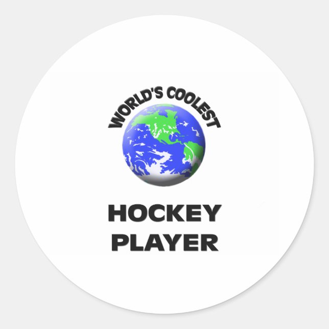 World's Coolest Hockey Player Classic Round Sticker (Front)