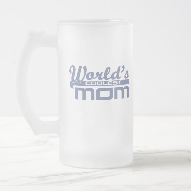 World's Coolest Mum Frosted Glass Beer Mug (Left)