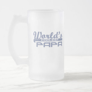 World's Coolest Papa Frosted Glass Beer Mug