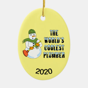 World's Coolest Plumber Snowman Ceramic Tree Decoration