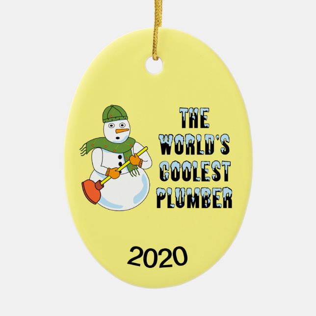 World's Coolest Plumber Snowman Ceramic Tree Decoration (Front)