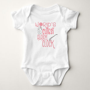 Worlds Cutest Alarm Clock Humourous Quote Pink Gir Baby Bodysuit