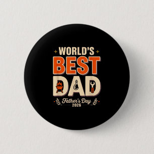Worlds dad grill master funny bbq humour fathers 6 cm round badge