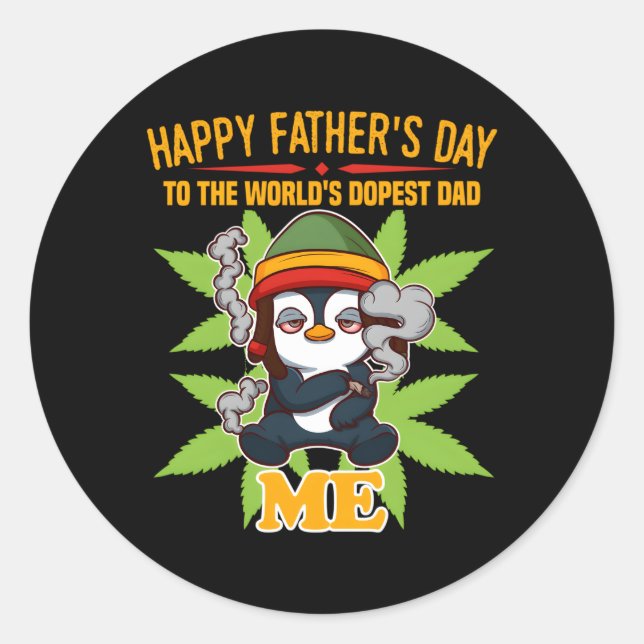 World'S Dopest Dad Thc Cbd Father'S Day Weed Classic Round Sticker (Front)