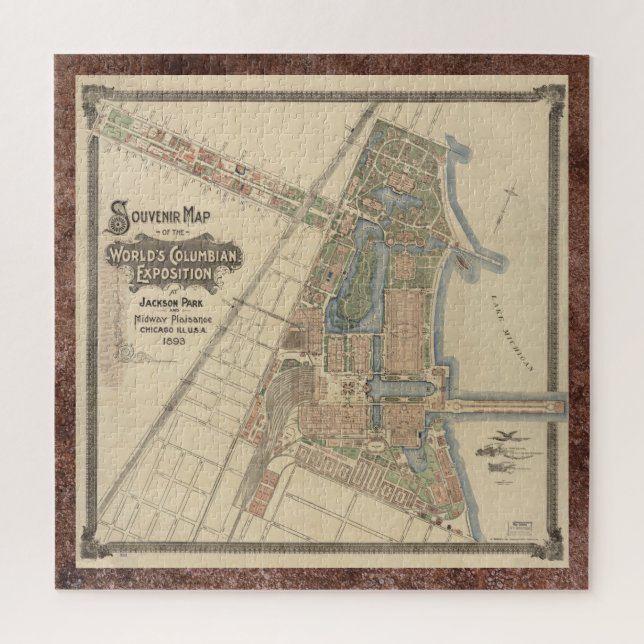 World's Fair Chicago Souvenir Map, 1893 Jigsaw Puzzle (Vertical)