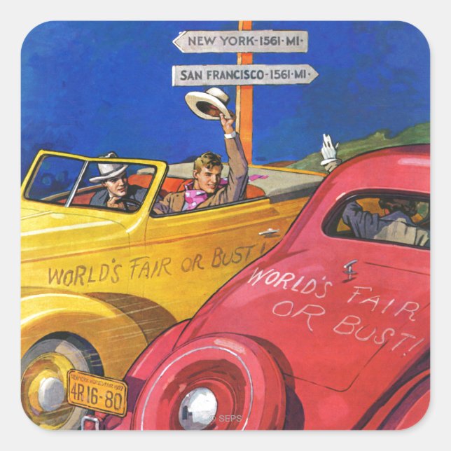 World's Fair or Bust Square Sticker (Front)