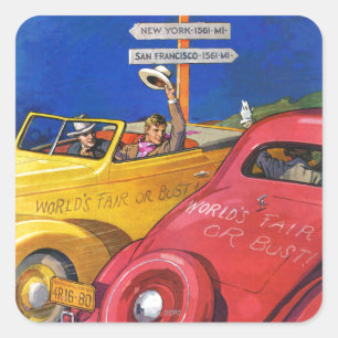 World's Fair or Bust Square Sticker