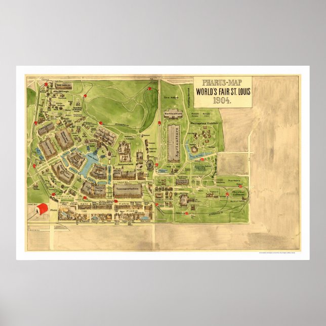Worlds Fair St Louis Map 1904 Poster (Front)