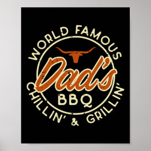 Worlds Famous Dads Bbq Grillin Barbecue Fathers Da Poster