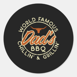 Worlds Famous Dads Bbq Grillin Rbecue Fathers Day  Classic Round Sticker