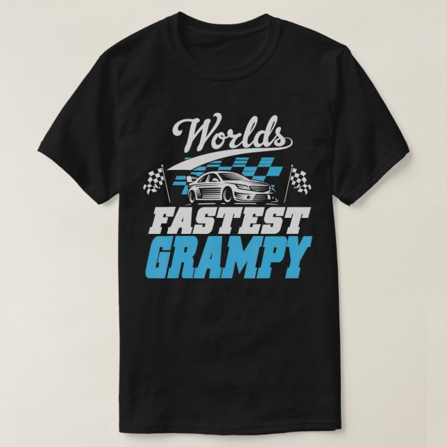 Worlds Fastest Grampy Race Chequered Flag  T-Shirt (Design Front)