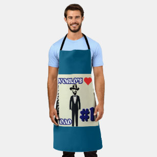 World's Favourite Dad #1 Turquoise Adult Apron