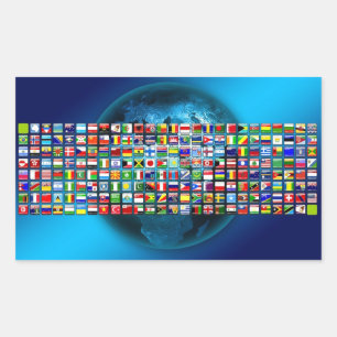 World's flags rectangular sticker