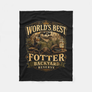 Worlds fotter funny otter backyard dad pun fleece blanket