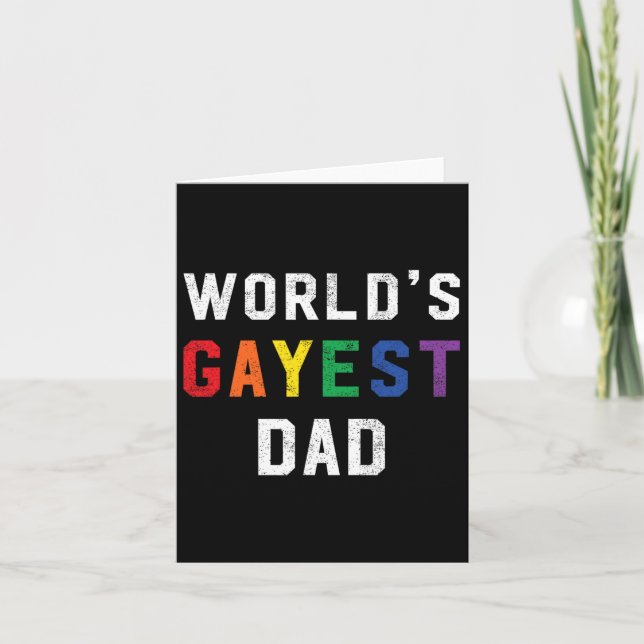 Worlds Gayest Dad Cute Gay Pride Lgbt Fathers Day  Card (Front)