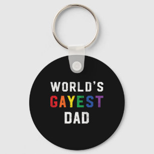Worlds Gayest Dad Cute Gay Pride Lgbt Fathers Day  Key Ring