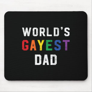 Worlds Gayest Dad Cute Gay Pride Lgbt Fathers Day Mouse Mat